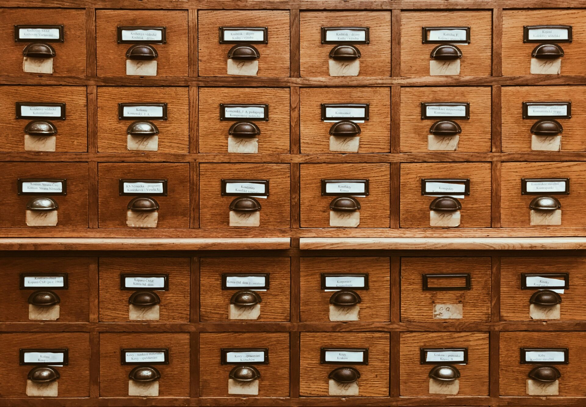 Wooden card catalog